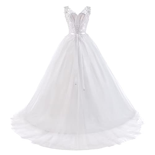 Women's Wedding Dresses for Bride Sweetheart Appliques with Beading Ball Gown Two Straps Bridal Dresses with Big Train4