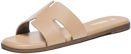 Rihero Women's Dressy Flat Sandals Comfortable Slip On Leather Sl...