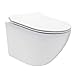WC Franco Wand Toilette spülrandlos inkl. WC Sitz mit Softclose Absenkautomatik + abnehmbar - Weiß