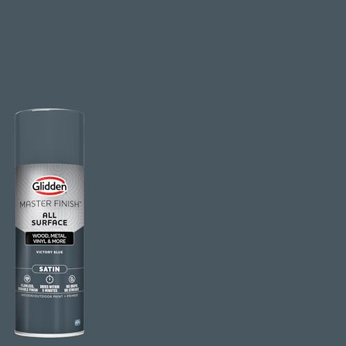 Image of Glidden Master Finish 12 oz. Satin Victory Blue Interior /Exterior All Surface Spray Paint and Primer (Pack of 2)