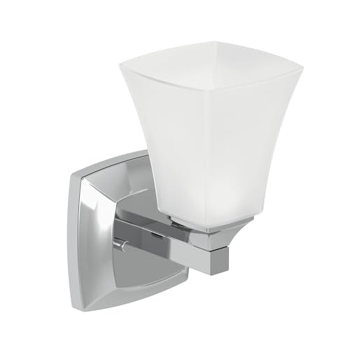 Image of Moen YB5161CH Voss 1-Light Dual-Mount Bath Bathroom Vanity Fixture with Frosted Glass, Chrome