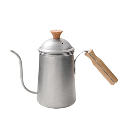 Folpus Cafetera de acero inoxidable de 650 ml, ligera, con cuello de cisne, ideal para cafeterías, cocinas y tiendas, Color Vintage