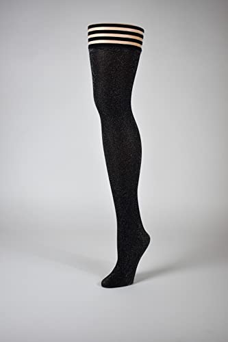 Kix`ies Stockings For Women | Thigh High Stockings With No-Slip Grip Stay Ups Thigh Bands | Womens Thigh High Stockings (Kaylee Glitter Black 1314D) #TOP3