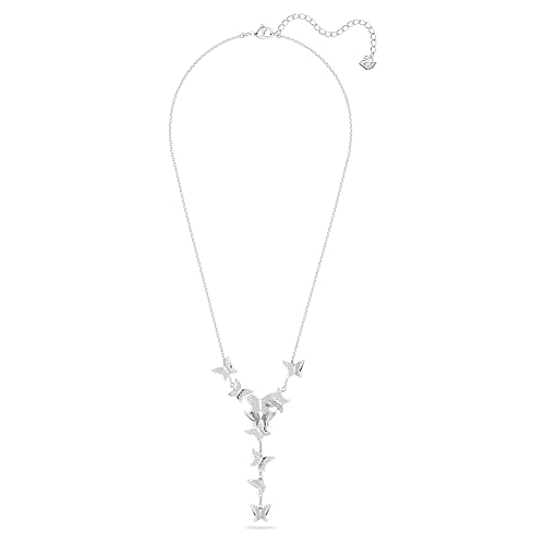 Swarovski Lilia Y necklace, Butterfly, White, Rhodium plated2