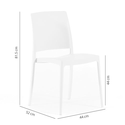 Miniatura 2 de Siediti Fuori E Dentro Sillas Jardín De Resina Con Fibra De Vidrio Para Exterior, Terraza O Interior, Sillas Apilables De Diseño Y Resistentes - Maria 6 Sillas, Blanco