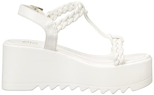 Yoki-Bumble-05 Women’s Platform Wedge Sandals With Upper Braided Straps, White, 10 M Us #TOP5