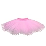 Ballet Dance Practice Short Skirt Without Top, 6-Layer Hard Mesh Gauze Swan Lake Dance Practice Tutu (US, Alpha, Small, Regular, Pink