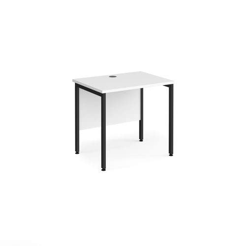 Office Monster Cooper straight desk 800mm x 600mm - black H-frame leg, white top