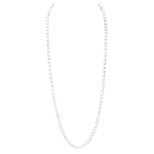 Rosemarie & Jubalee Women's 8mm Glass Faux Pearl Knotted Simulated Pearl Necklace (White, 36)