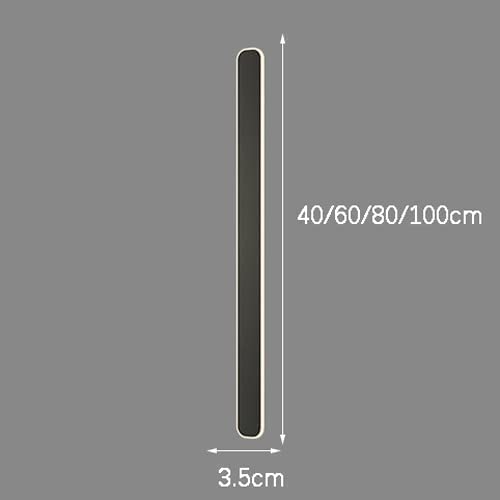 Applique da parete moderna e minimalista a LED dorata, lampada lineare nera a incasso per ambienti interni, design a strisce lunghe per esposizione e atmosfera eleganti, 80 cm, scuro
