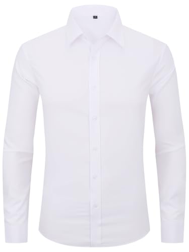 Dress Shirts for Men's Long Sleeve Button Down Shirt Slim Fit Business Formal Stretch Shirt