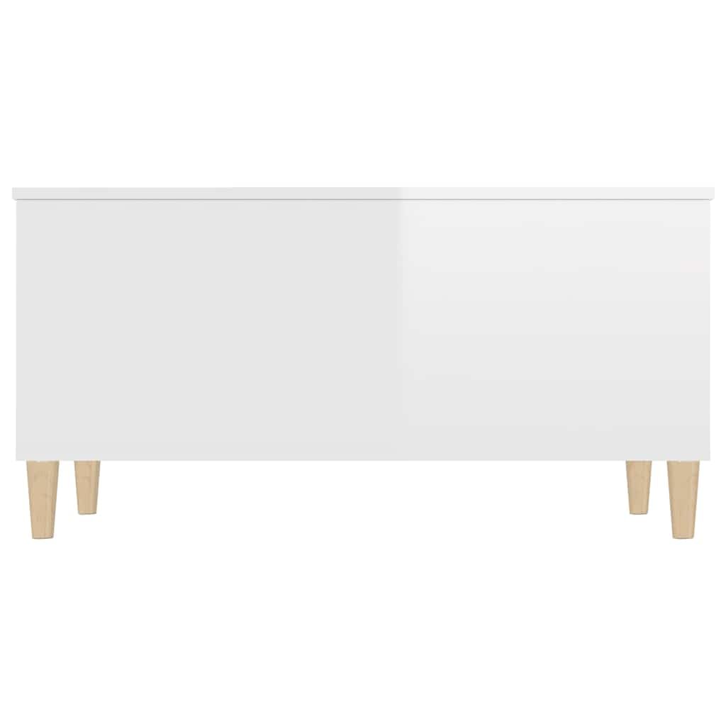 vidaXL mesa de Centro Madera Contrachapada Blanco Brillo 90x44,5x45 cm