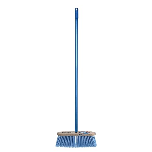 Superio Kitchen Broom Premium Blue Synthetic Bristles, with Blue Metal Handle, Heavy Duty Household Broom - Easy Swiping Dust and Wisp, Home, Kitchen Bedroom, Lobby, Floors, and Corners