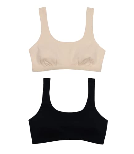 Hanes Girls' Pointelle Square Neck Crop 2 Pack