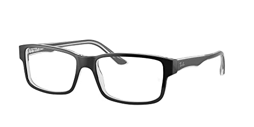 Ray-Ban RX5245 Square Prescription Eyeglass Frames, Black On Transparent/Demo Lens, 54 mm by Ray-Ban - Used condition - CA$90.86