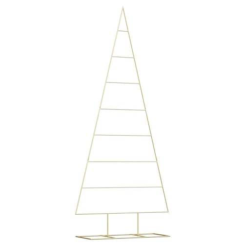vidaXL Albero di Natale in Metallo con Supporto Oro 210 cm,...