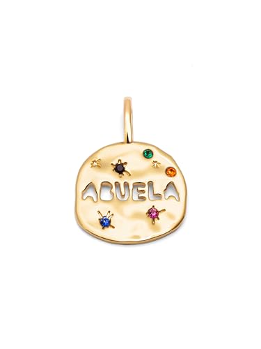 SINGULARU - Charm Abuela. Latón con Baño en Oro de 18 Kt y Circonita. Joyas Para Mujer.