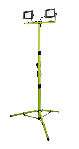 Luceco Foco de Trabajo Trípode 2x 20W, Luz Portátil IP65 Impermeable, Lampara LED Portátil para Obras, Jardines, Automóviles, Garajes