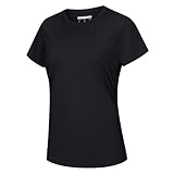 [KEFITEVD] ランニングシャツ レディース 軽量 大きいサイズ tシャツ 半袖 フィットネス ピラティス 肌着 ゆったり ベーシック 薄手 夏服 ブラック M