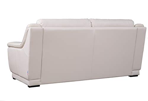 Image of Hometown Agata Half Leather Three Seater Sofa in Beige Color By Hometown