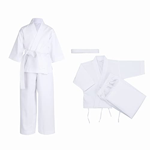 Doomiva Children Student Karate Gi Suit Martial Art Uniform Free Belt Sportwear Top With Trousers Outfits White 8-10 Years #TOP4