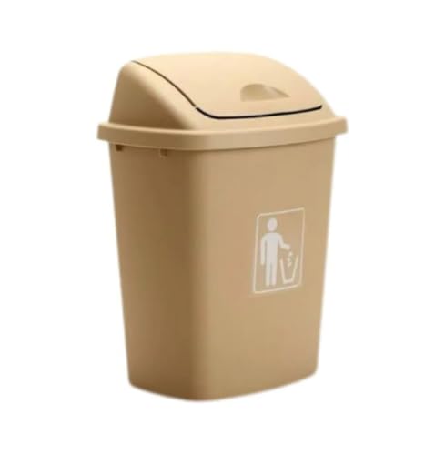 HongzyFirm家庭用、屋外用ゴミ箱、クリエイティブオフィス、ショッピングモール、ホテル、家庭用、フリップ蓋付きプラスチックゴミ箱 (カーキ,40L)