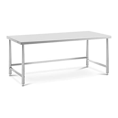 Royal Catering RCAT-200/90-PS Table de travail inox Plan de travail en inox Plan de travail professionnel Table de travail cuisine 200 x 90 cm 300 kg