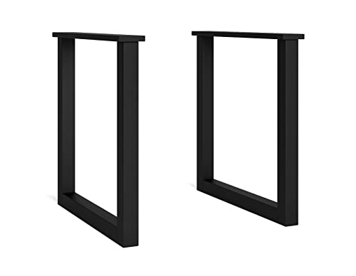 Skraut Home | Support | 2 Pieds | 70 x 71 cm | Chevalet | en Forme de U | Pieds de Table en Bois Massif | Salon | Salle à Manger | Bureau | Laqué Noir | pour Plateau de Table