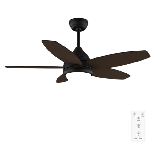 Cecotec - Ventilateur de Plafond avec Lumière EnergySilence Aero 4200 Black&DarkWood - 53 W, Diamètre 106 cm, Lampe LED 3 Teintes, Minuterie, 3 Vitesses, 5 Pales, Mode Été/Hiver