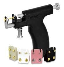 Universal Ear Piercing Gun Kit with Birthstone Studs - Hypoallergenic Surgical Steel for Baby and Women (6 Pairs of Assorted Birthsone Studs), Silver, Gold