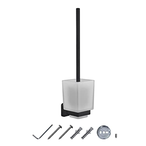 JASSFERRY Brosse WC et support mural pour salle de bain en verre dépoli Noir Cover