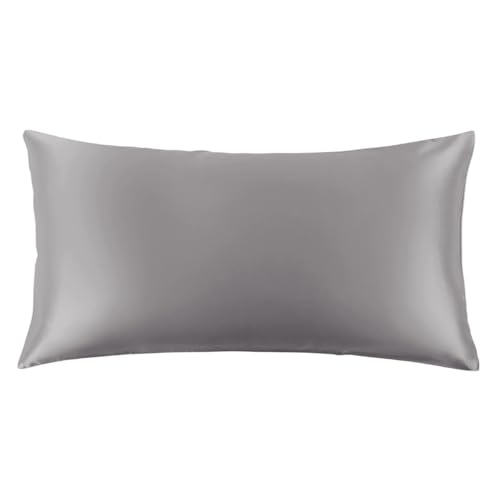 Image of THXSILK Set of 2 Silk Pillowcase for Hair and Skin, 100% Mulberry Silk Bed Pillowcase 22 Momme, Hypoallergenic Soft Breathable Silk Pillow Case with Hidden Zipper, California King 20 inchx40 inch, Grey
