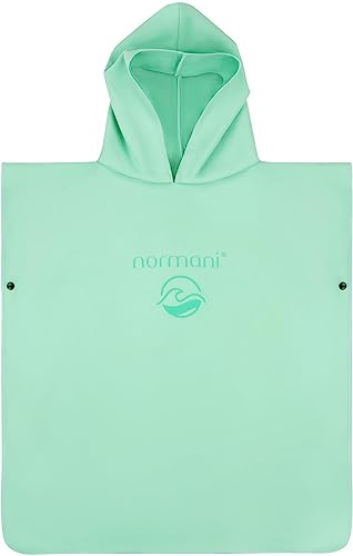 normani Kinder-Badeponcho Strandponcho - Handtuch-Poncho aus 100% natürlicher Bio-Baumwolle Handtuch Cape Badetuch mit Kapuze für Jungen und Mädchen 2-13 Jahre Minze 60 x 60 cm