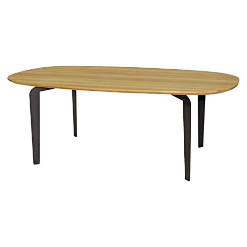Casa Vital Table basse canon, marron et noir, 110 x 60 x 40 cm, bords arrondis, plateau en chêne massif, surface huilée, pieds en métal