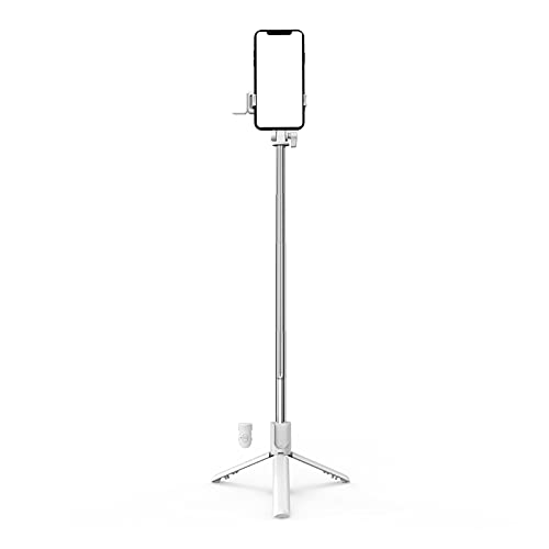 Mini trípode portátil extensible para teléfono SCRUBY blanco inalámbrico con palo selfie y luz