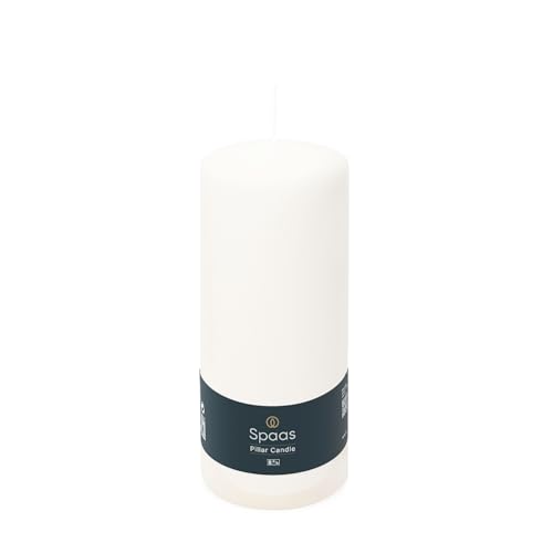SPAAS Bougie Pilier Cylindre 80/200 mm, ± 100 heures, non-parfumée - blanc