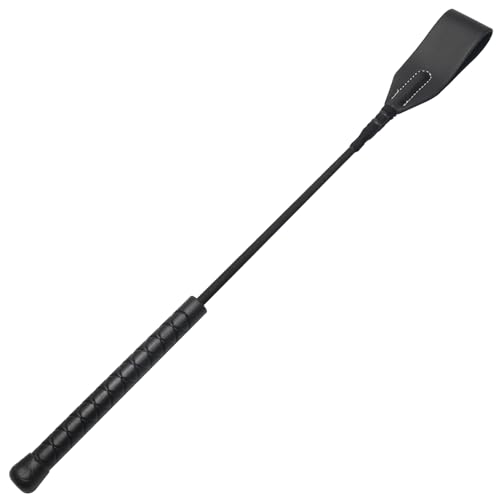 Coolrunner 18 inch Riding Crop for Horse Horse Whip with PU Leather Equestrianism Horse Crop Double Slapper Horse Whip Black Crops for Horses
