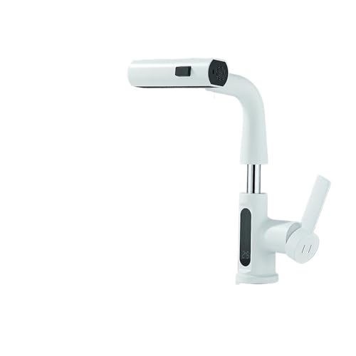 Grifo de lavabo con termómetro digital extraíble monomando cascada gris