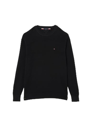 Tommy Hilfiger Men’s Textured Round Neck Jumper, Black (Black), XXL