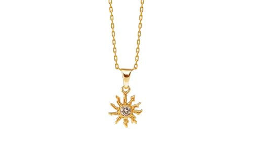 TALISMAN JEWELLERY Colgante en Chapado Oro 3 micras 18k y Circonita Blanca - Eguzkilore, Flor Vasca (9 mm)