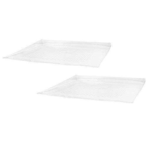 Ex-Pro Universal 61 x 59cm Transparent Plastic Water Drip Tray Accessory for Washing Machine, Tumble Dryer, Dishwasher, Fridge, Freezer - 2 Pack