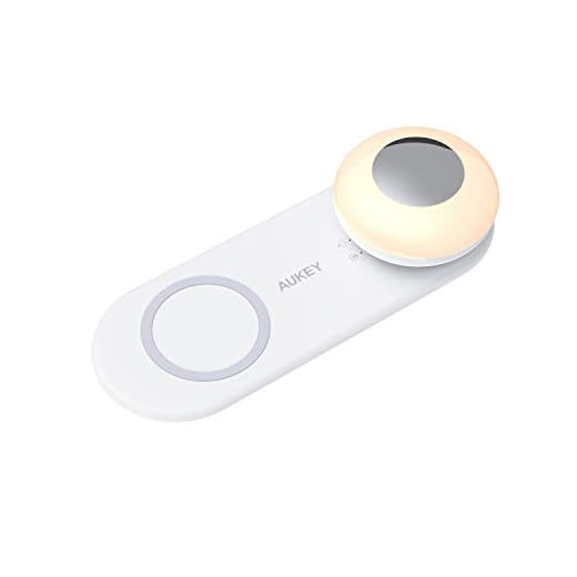 AUKEY Veilleuse sans Fil Rechargeable, Lampe de Chevet Tactile avec Chargeur sans Fil, Lampe avec lumière Chaude réglable et Charge Rapide sans Fil de 10W pour Salons et Chambres