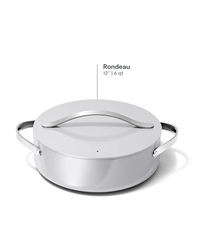 Caraway Rondeau - 6 Qt Non-Stick Pan with Lid - Free From Forever Chemicals - Perfect for Searing, Braising, & Roasting - Gray
