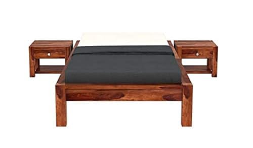 Image of CRAFT D ARTS Sheesham Wood Single Size Bed Without Storage | Wooden Single Bed | Space Saving Low Floor /Lying /Rise /Level /Profile Cot Bed for Bedroom | Honey Finish
