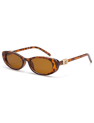 Retro Oval Sunglasses for Women with Small Faces, Vintage Cat-Eye Sun Glasses with Gold Accents AP3754