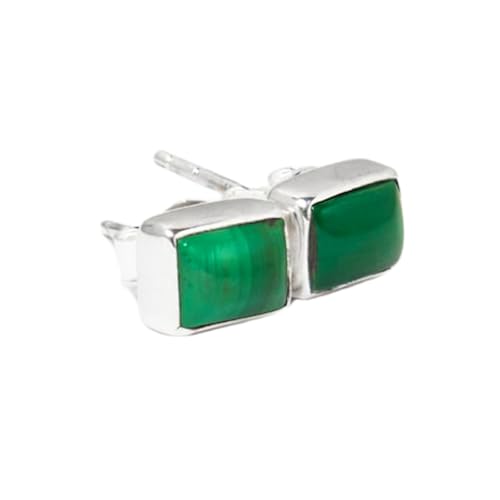 Boucles malachite naturelle coussin en argent 925, le cadeau unisexe idéal