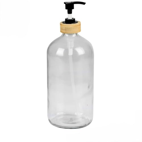 Urban Living Distributeur De Liquides 1L En Verre Et Bambou D9,5Xh24Cm