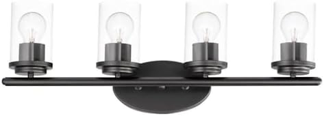 Maxim Corona-4 Light Contemporary Bath Vanity in Contemporary style-26.25 Inches Wide by 9 inches high-Black Finish-Clear Glas