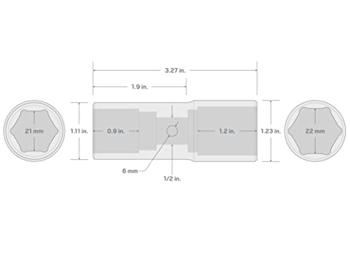 Image of TEKTON 1 /2 Inch Drive 21 x 22 mm Impact Flip Socket | SIF22122