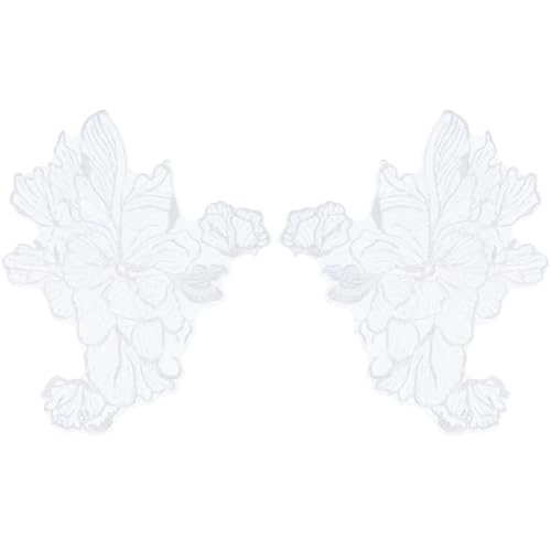 GORGECRAFT 2 Stück Weiße Pailletten Blumen Spitzenapplikation